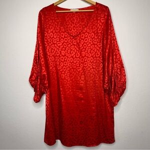 ee:some Red Leopard Print Women's dress beautiful sleeve